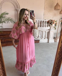 Vestido Indiano com detalhes em Dourado