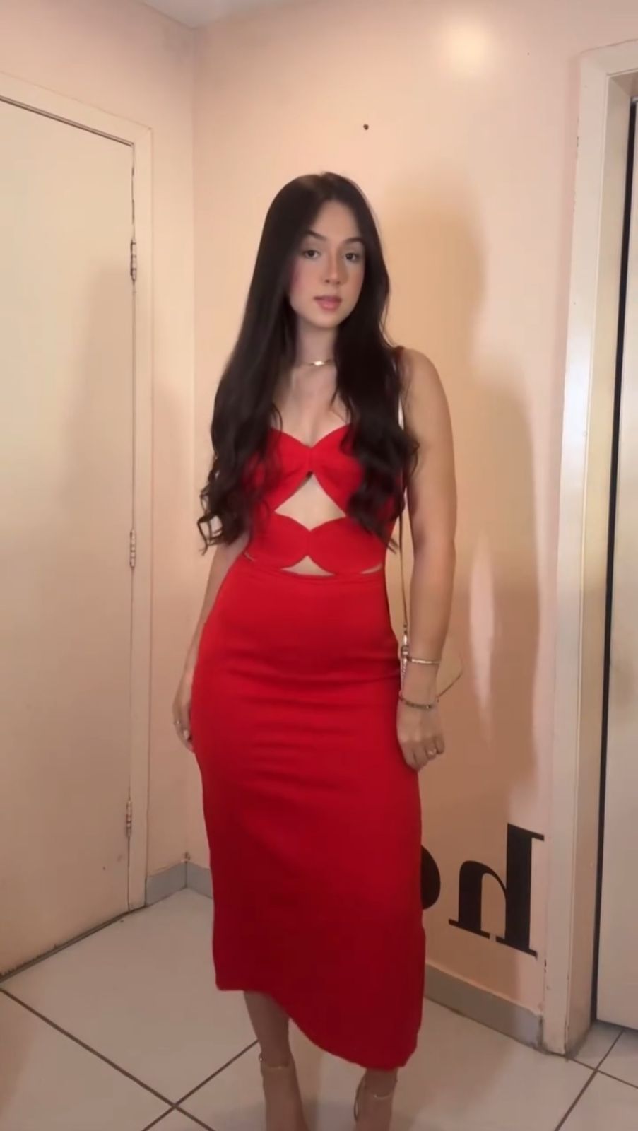 Vestido Tiktok Feminino Vermelho Natal Novo